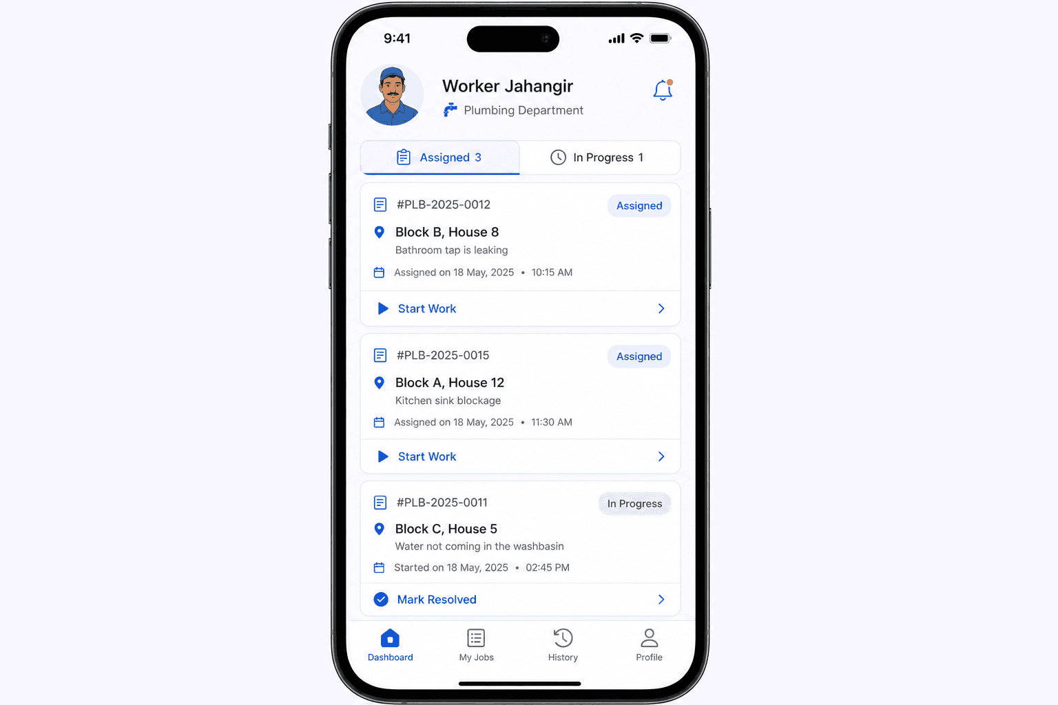 Worker dashboard preview